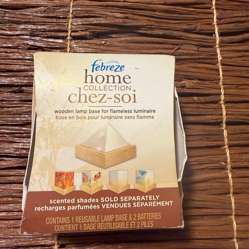NIB Febreze home collection frameless luminaire reusable wooden base
